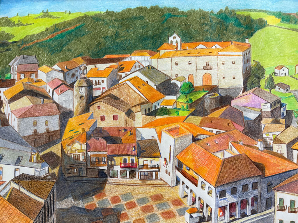 Paisaje de Alcañices con lápices de colores