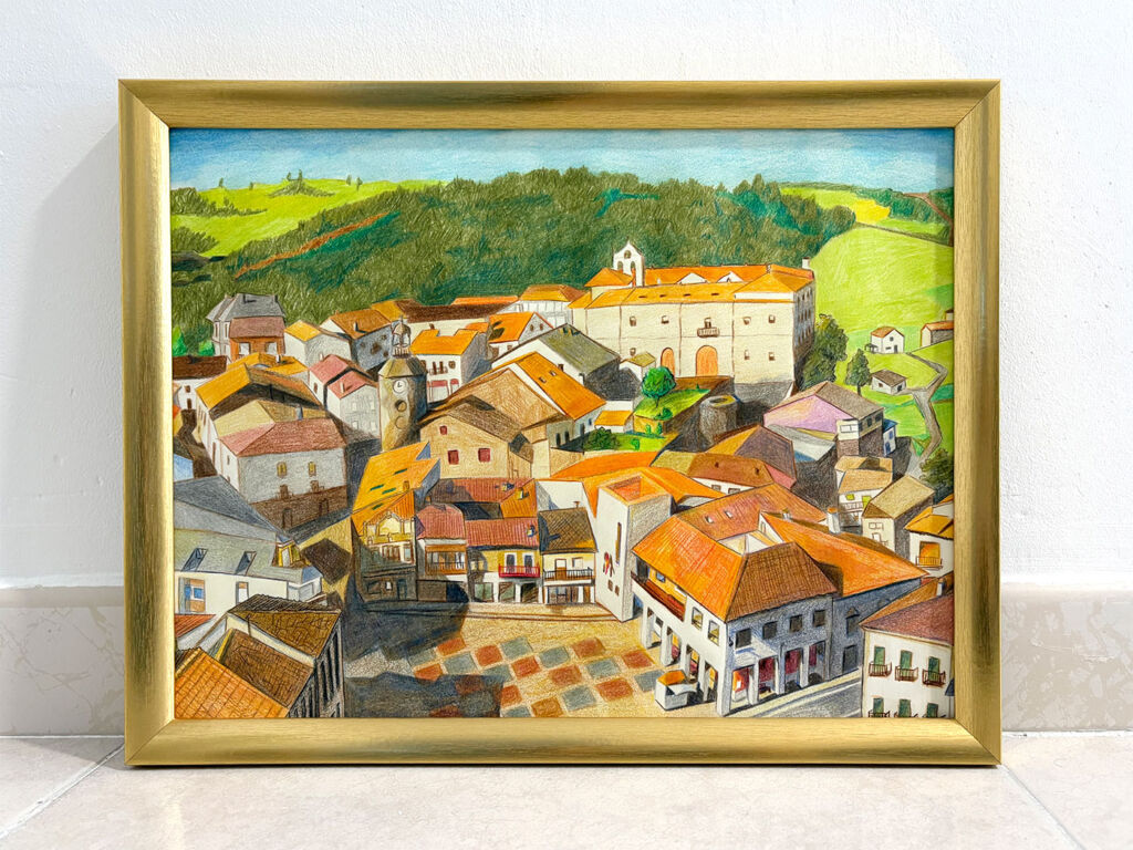 Paisaje de Alcañices con lápices de colores